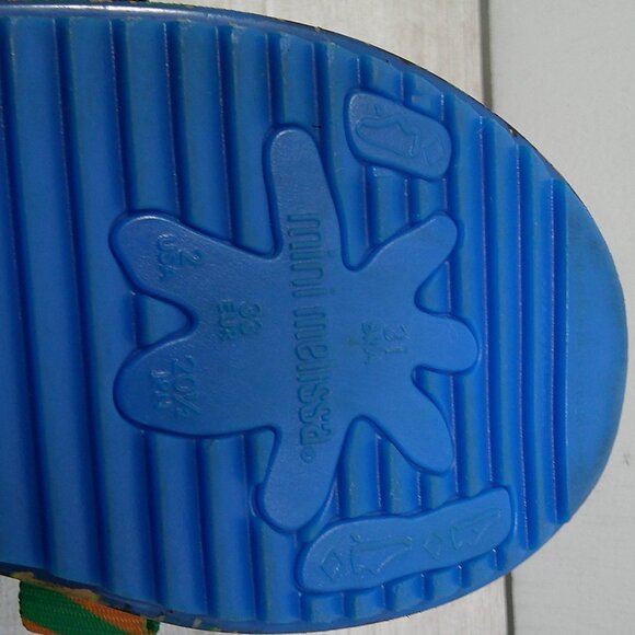 Mini Melissa Girl's Fabula Cage Pattern Grip-Strap Sandals, Blue Size 2 - Picture 3 of 10